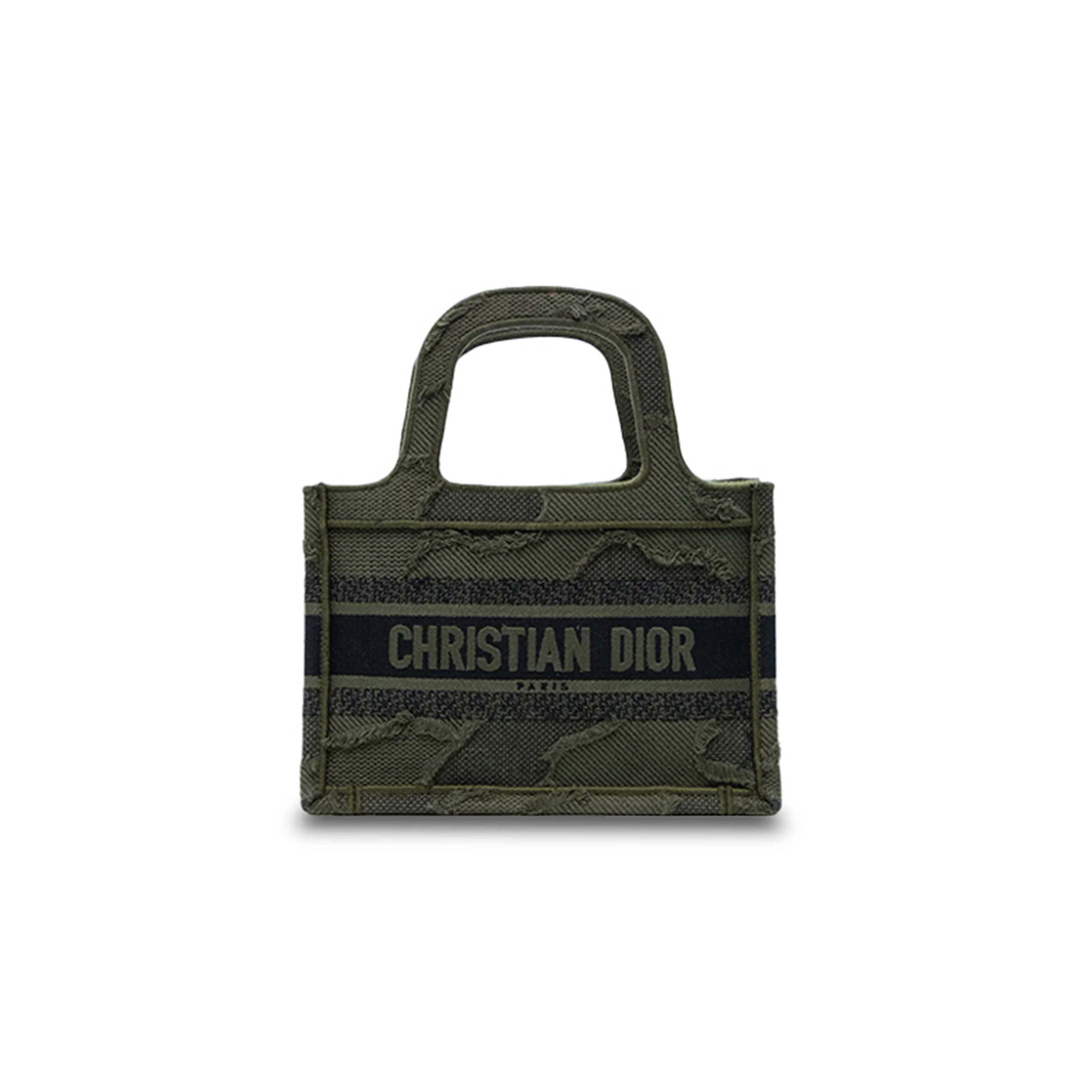 DIOR CANVAS EMBROIDERED CAMOUFLAGE MINI BOOK TOTE GREEN  (23*15*5.7cm)